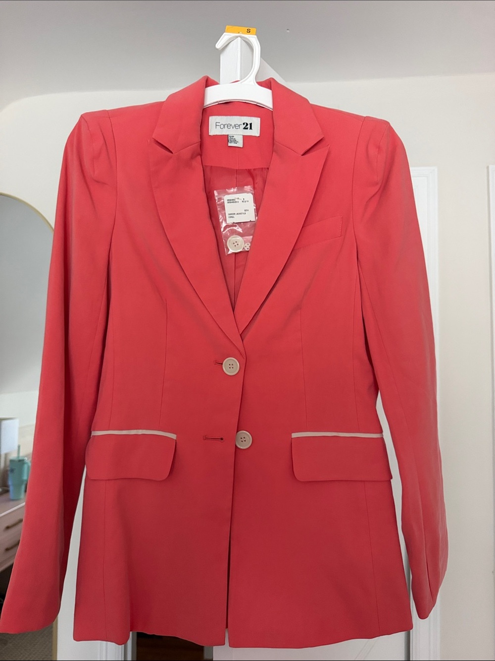 Forever 21 Coral Pink Tailored Single-Breasted Blazer